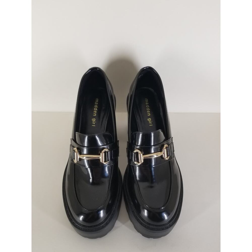 Madden Girl Keira Black Platform Loafer Heel Size 8.5M